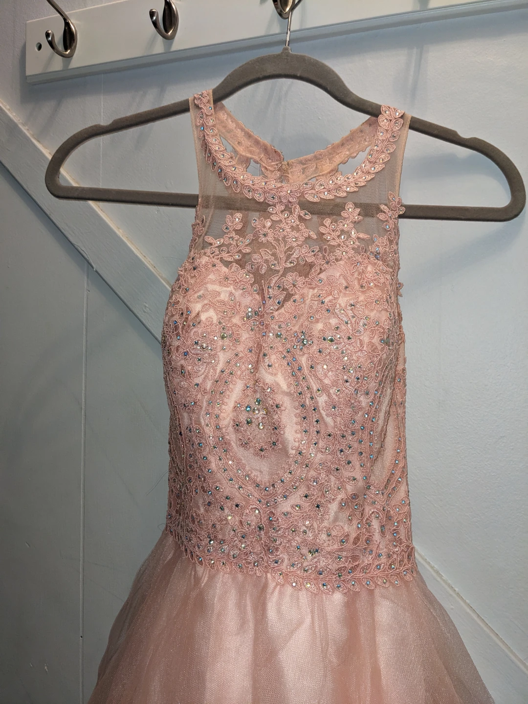 Nox Anabel peach sparkly dress with rhinestones size medium - photo 2