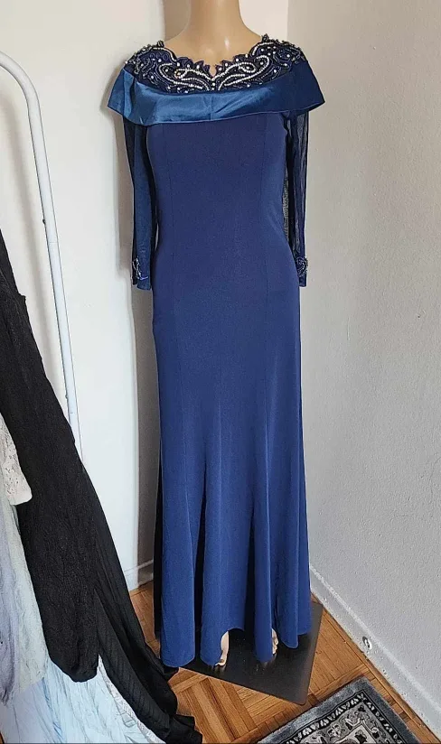 Blue Evening Gown with Embellishments