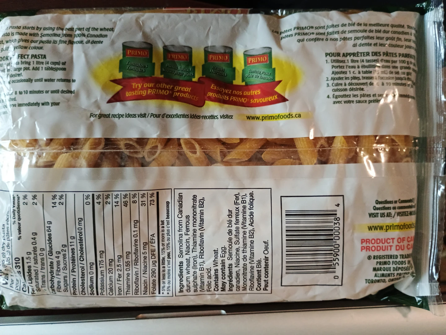 👉🇨🇦 #Freecycle 1 unopened Primo Penne Rigate Pasta - photo 2
