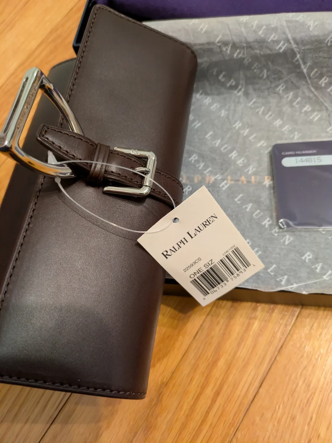 #cleanout#Ralph Lauren Brown Leather Clutch Purse - New in Box