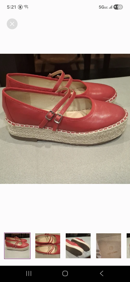 Red Espadrille Platform Shoes - Size 8