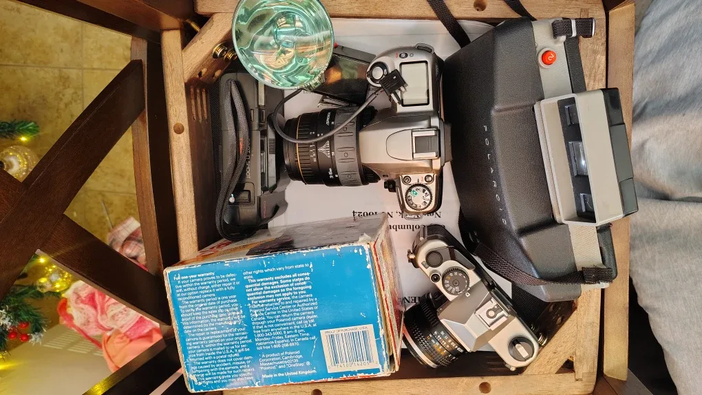 Vintage Polaroid OneStep Flash Camera and other cameras