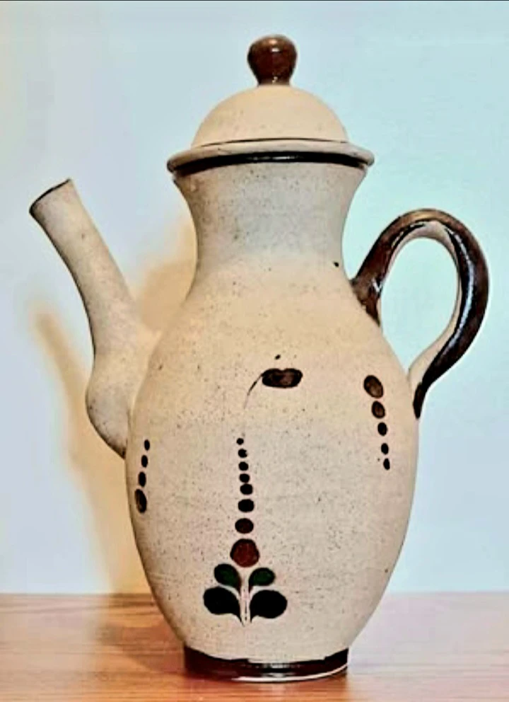 Unique Vintage Hand-Painted Mexican Pitcher with Lid - photo 4
