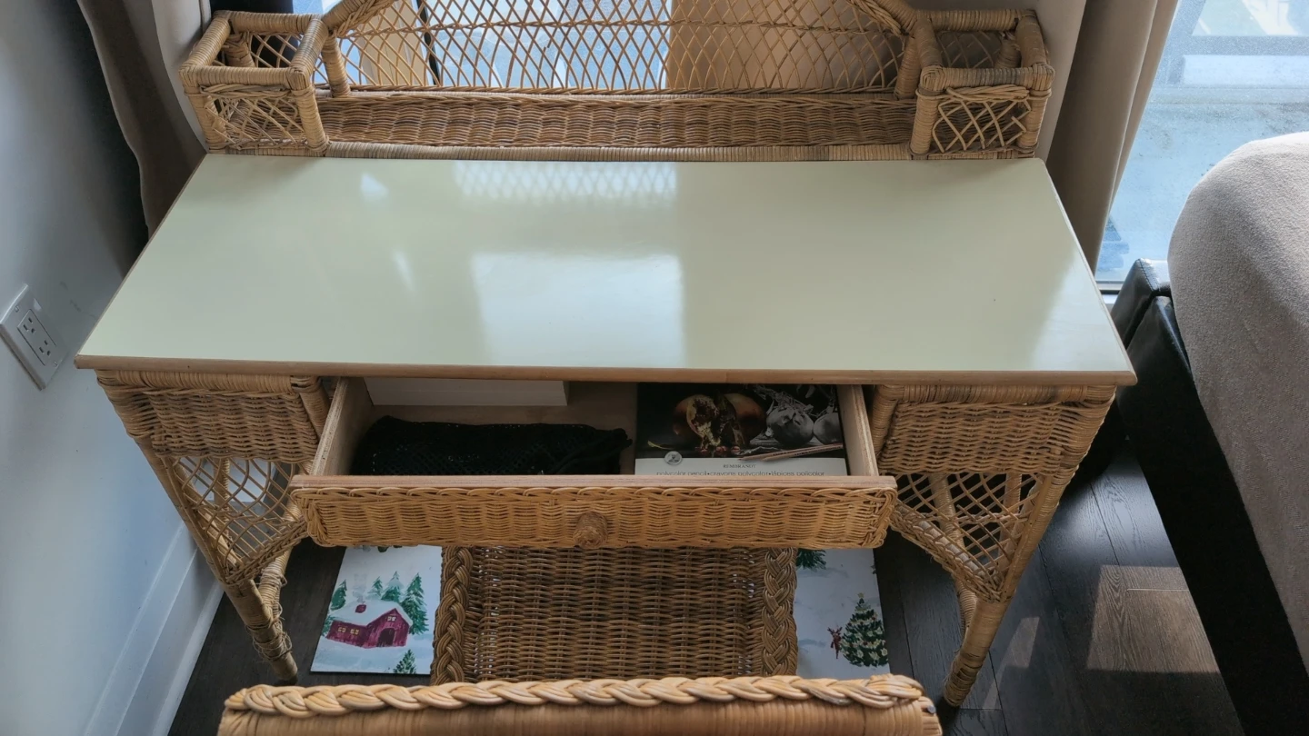Wicker Desk and Chair Set - photo 3