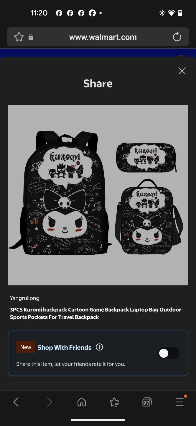 Kuromi 3PCS Backpack Set - NEW
