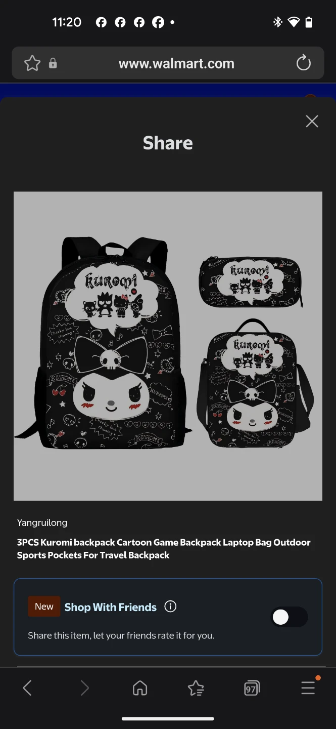 Kuromi 3PCS Backpack Set - NEW - photo 2