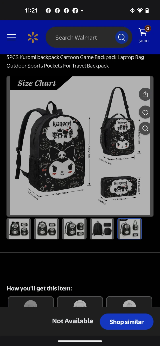 Kuromi 3PCS Backpack Set - NEW - photo 3