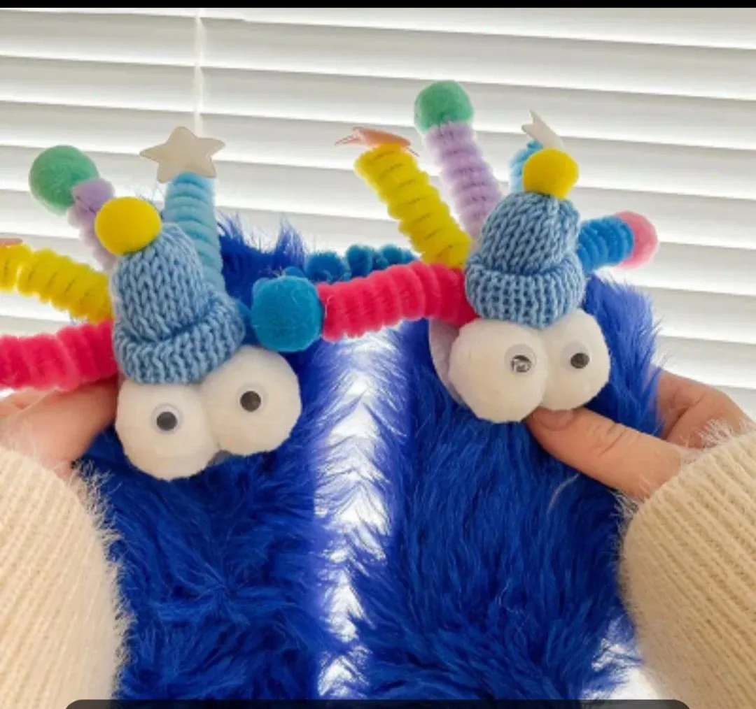 Cute caterpillar Plush Socks - One Size standard image indicator(8)