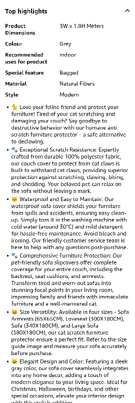 Scratch resistant, Waterproof Couch Cover - 118"x71" - 2pcs - photo 2