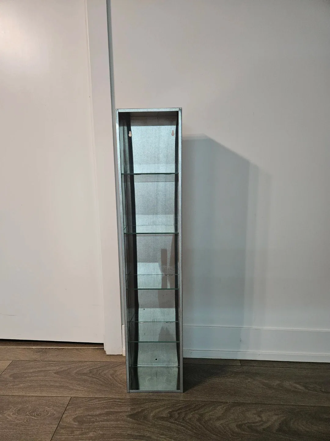 Tall Silver Metal & Glass Shelf image indicator(2)