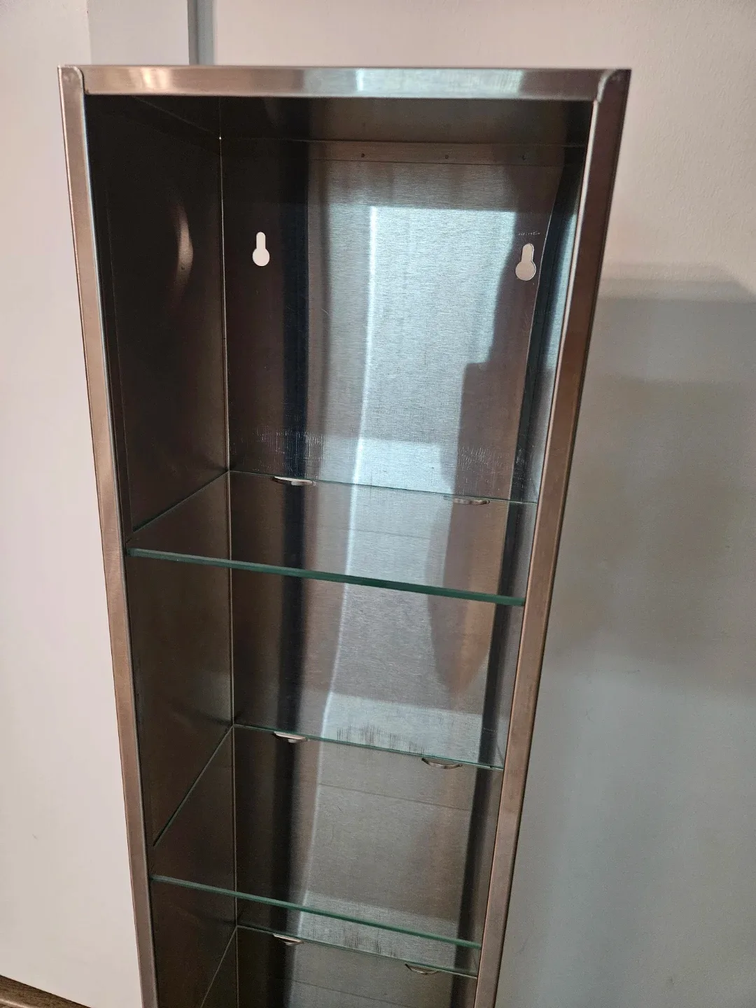 Tall Silver Metal & Glass Shelf image indicator(3)