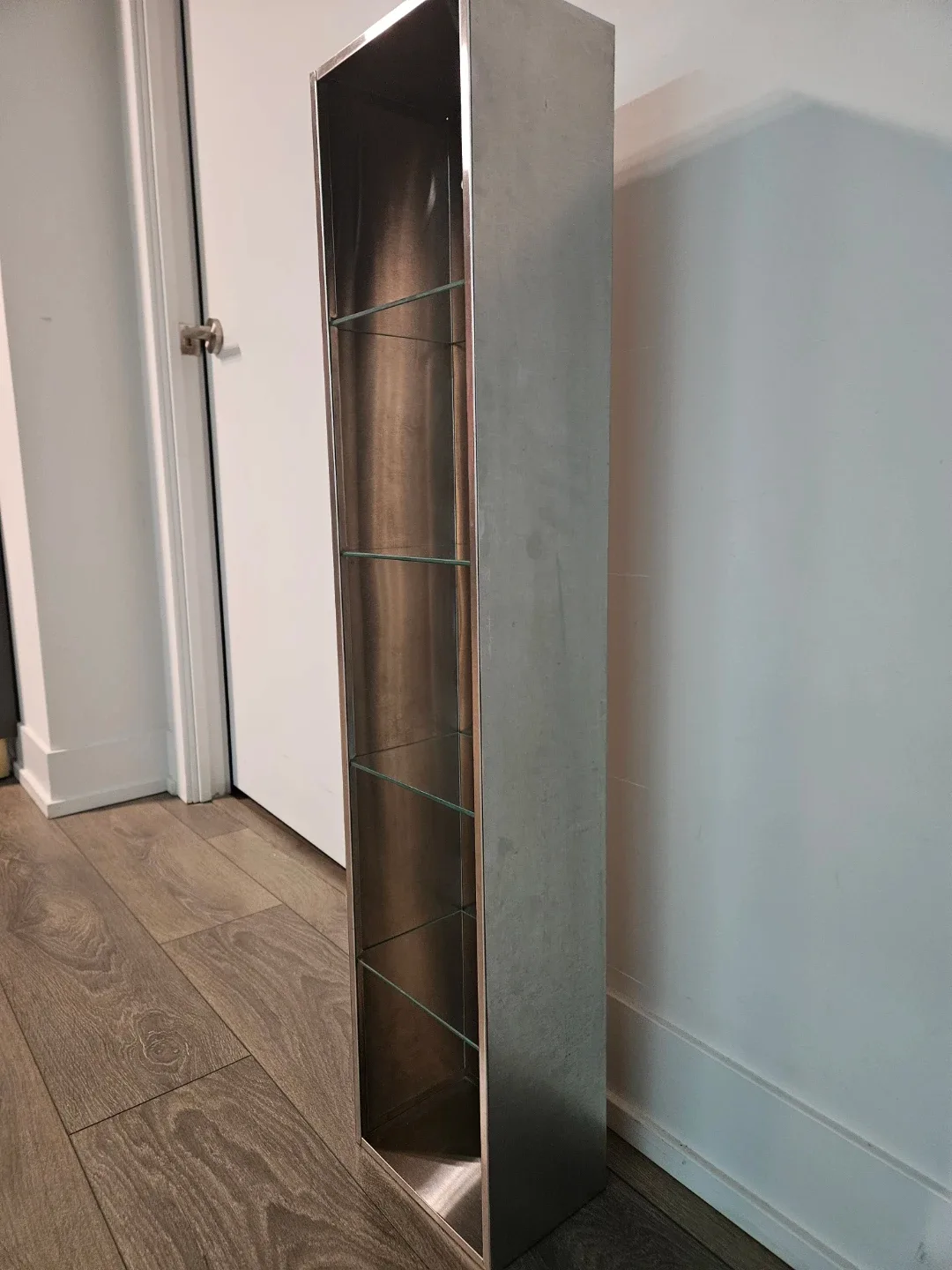 Tall Silver Metal & Glass Shelf image indicator(4)