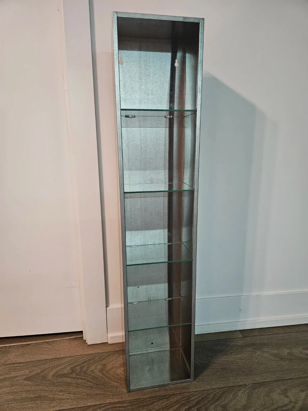 Tall Silver Metal & Glass Shelf image indicator(6)