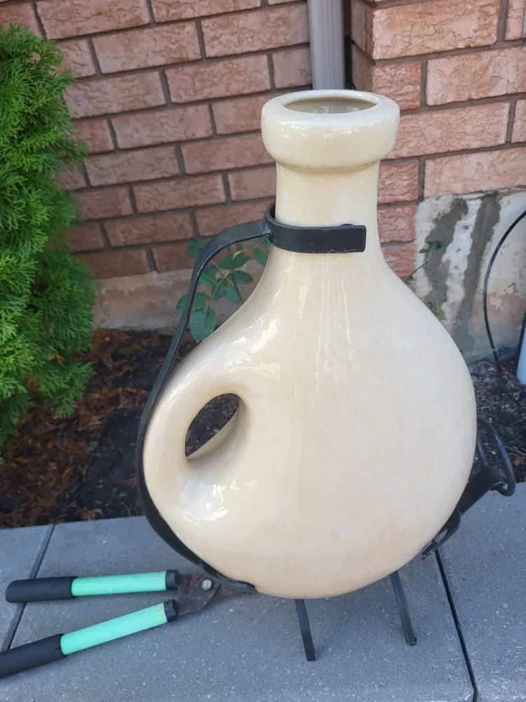 Ceramic Vase with Metal Stand