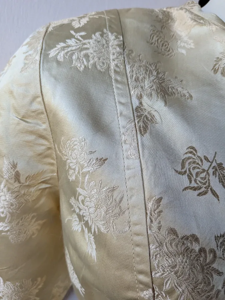 Hand made Vintage light gold Floral Dress sz Small/Medium image indicator(8)