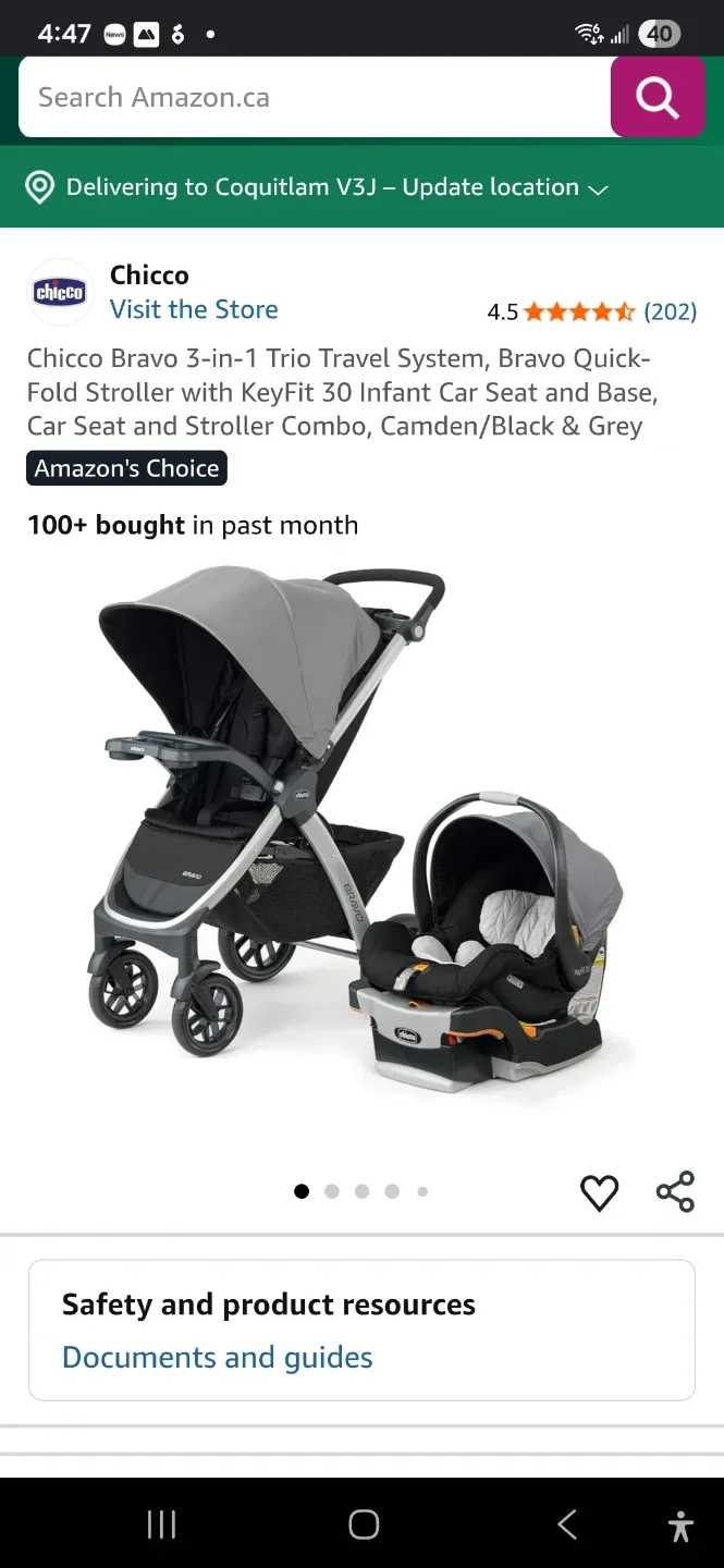 Chicco Bravo 3-in-1 Stroller and baby car seat