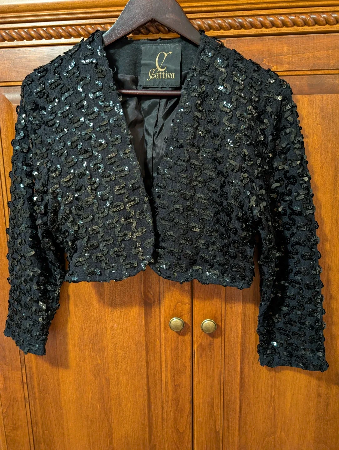 Cattiva Black Sequin Cropped Jacket