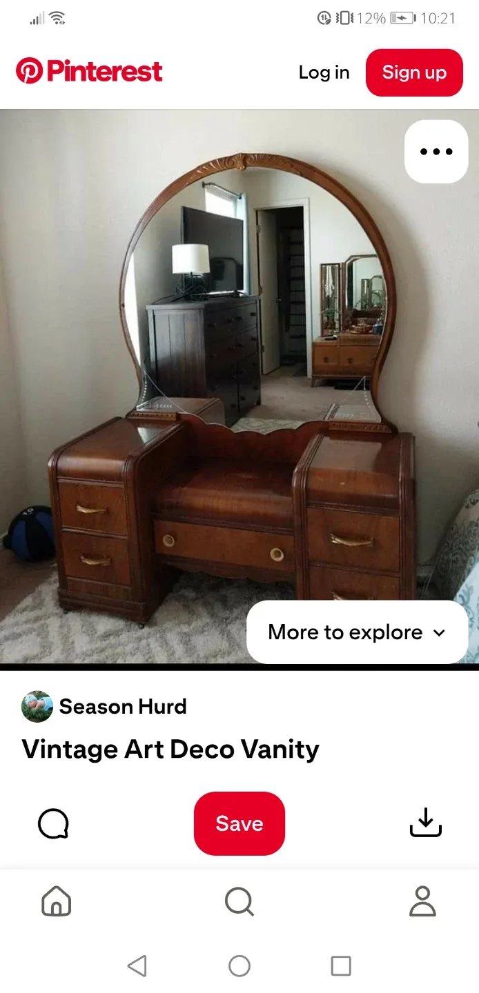 Vintage dresser with wardrode and vanity with folding mirrior