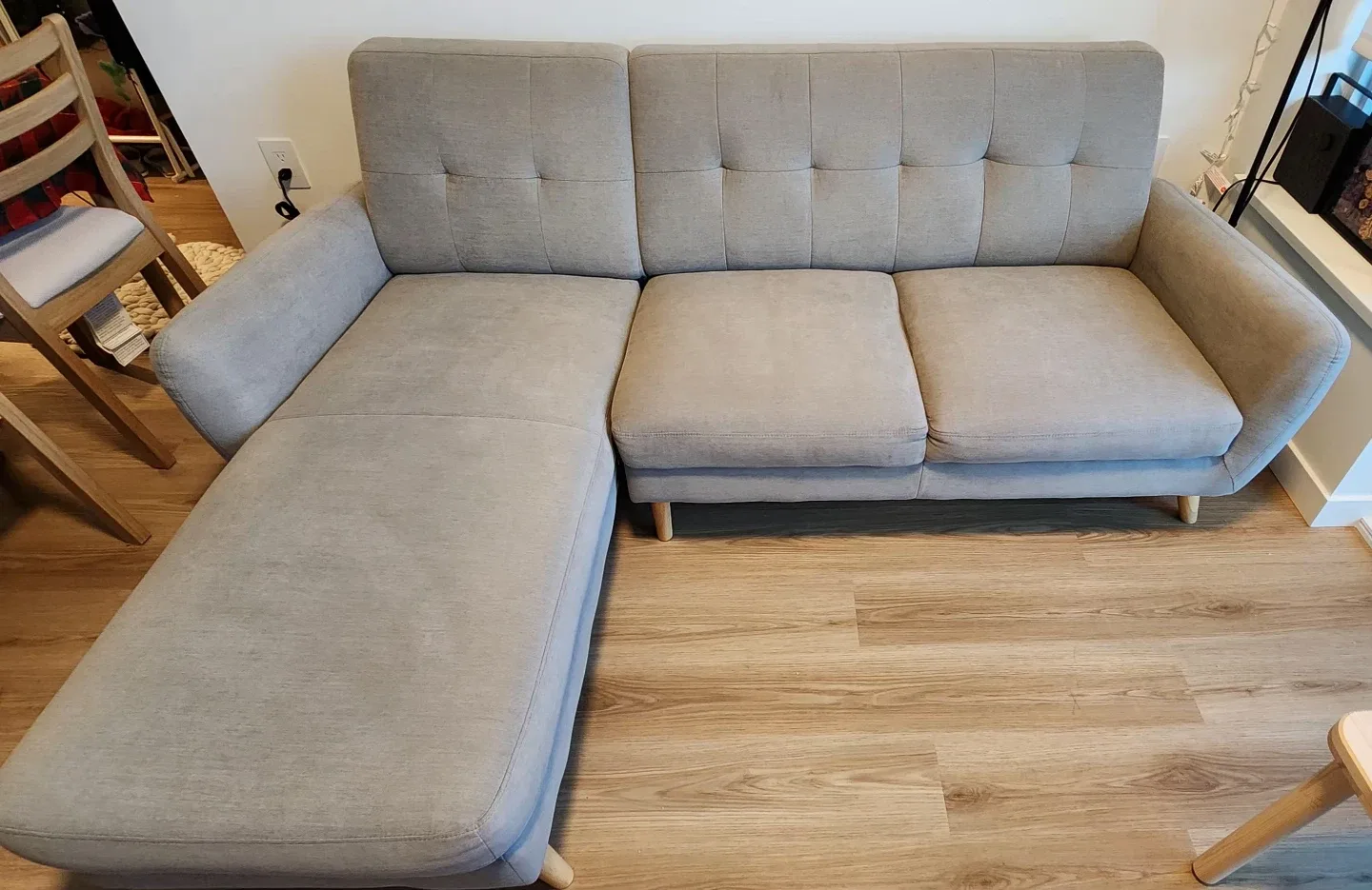 Light Grey Sectional Sofa with Chaise Lounge