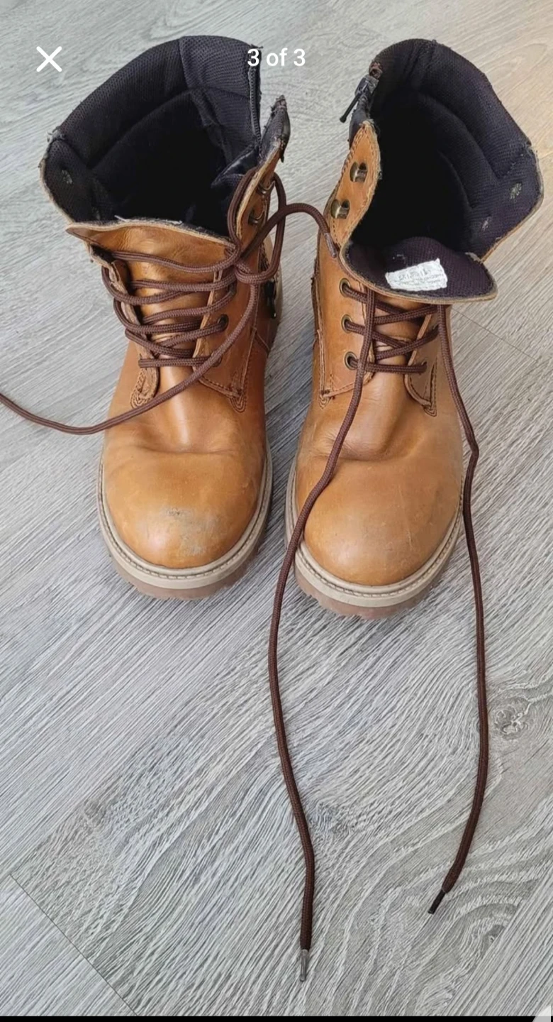 Tan Leather Ankle Snow Boots, Size 7.5 - photo 3
