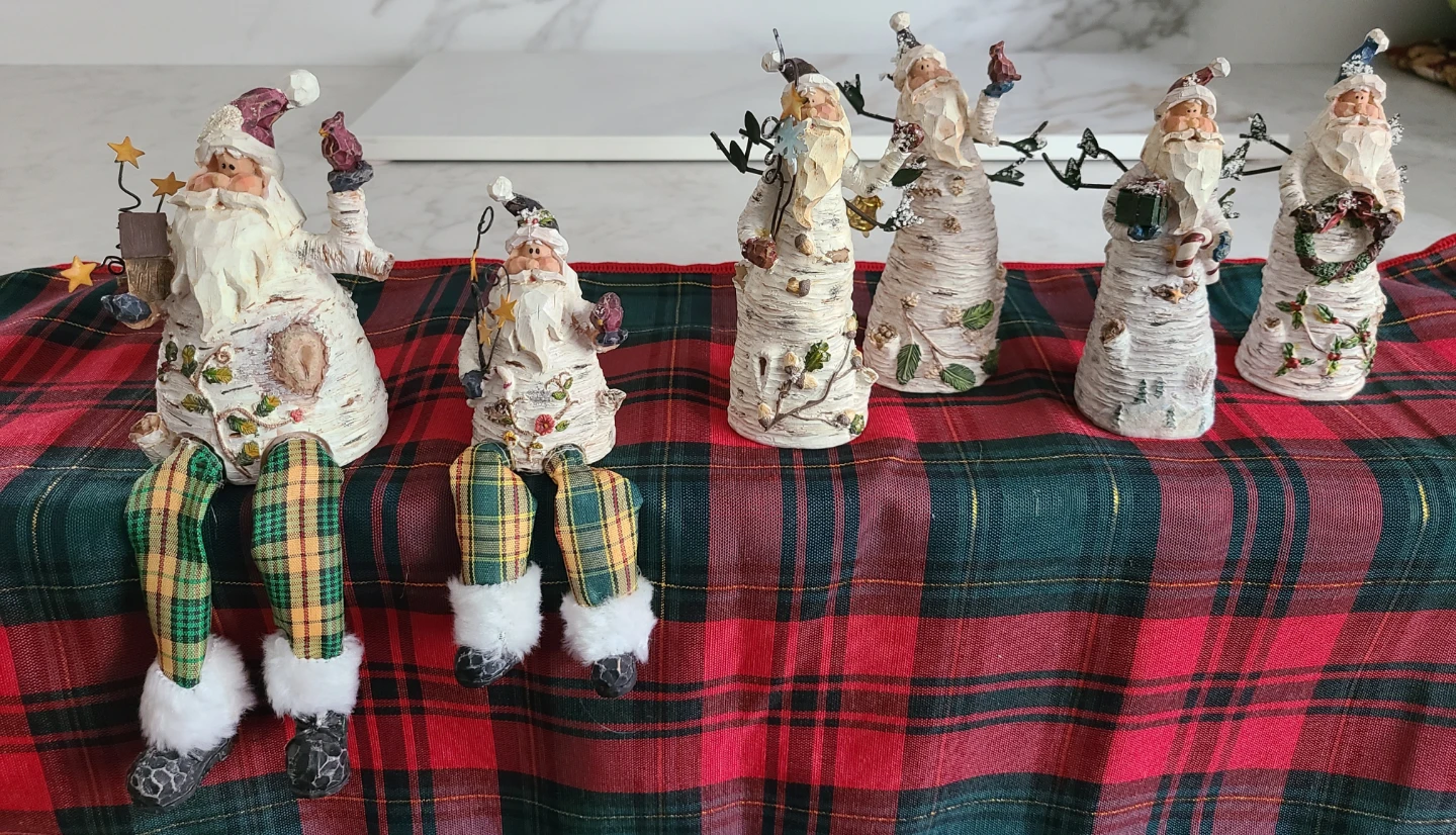 Birch Bark Santa Figures (Set of 5)