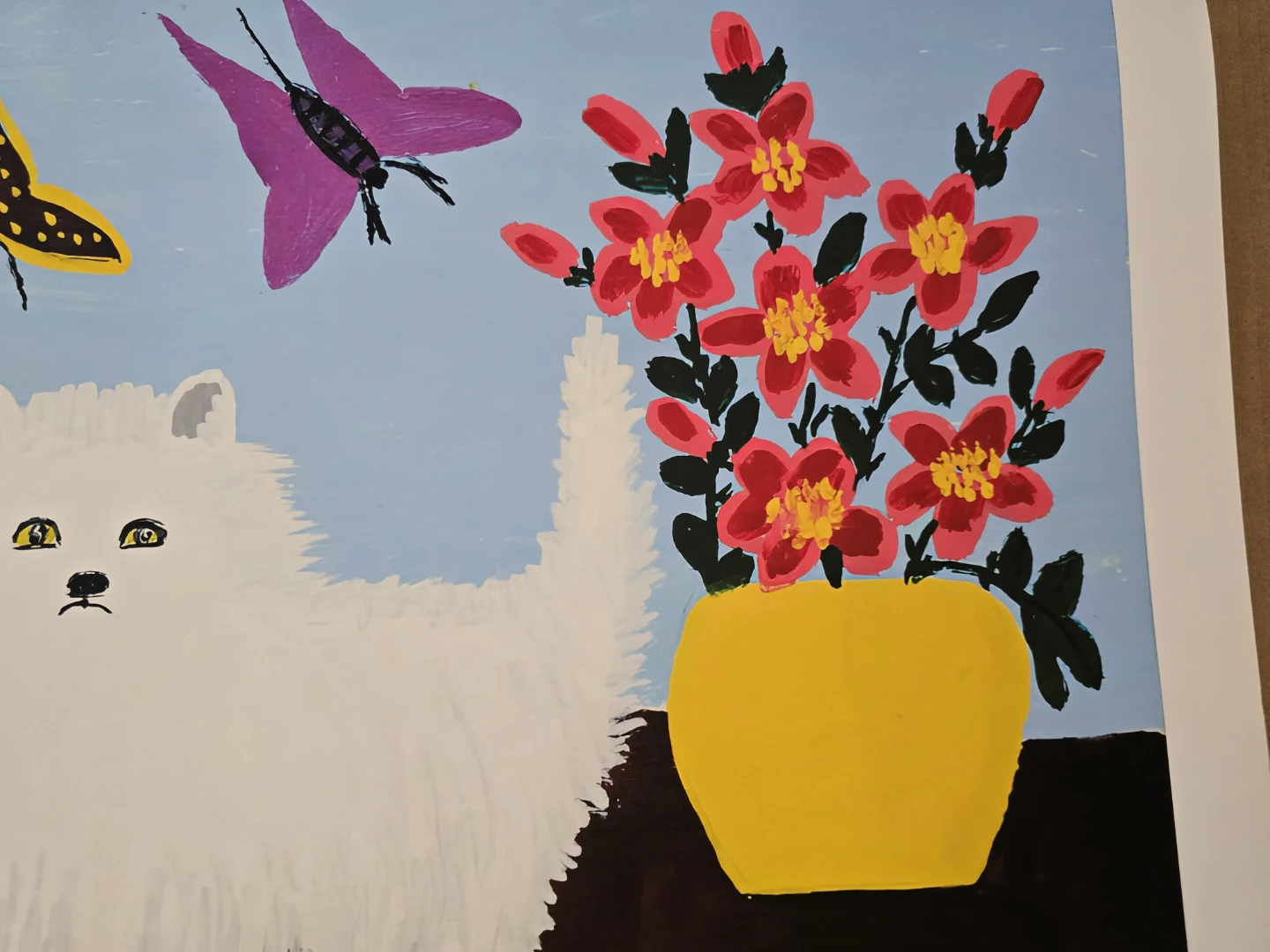 White Cat with Flowers by Maud Lewis lithograph - photo 2
