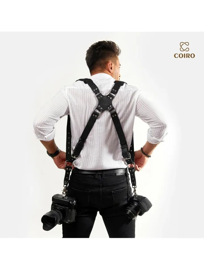 COIRO Black Leather Suspenders for dslr cameras
