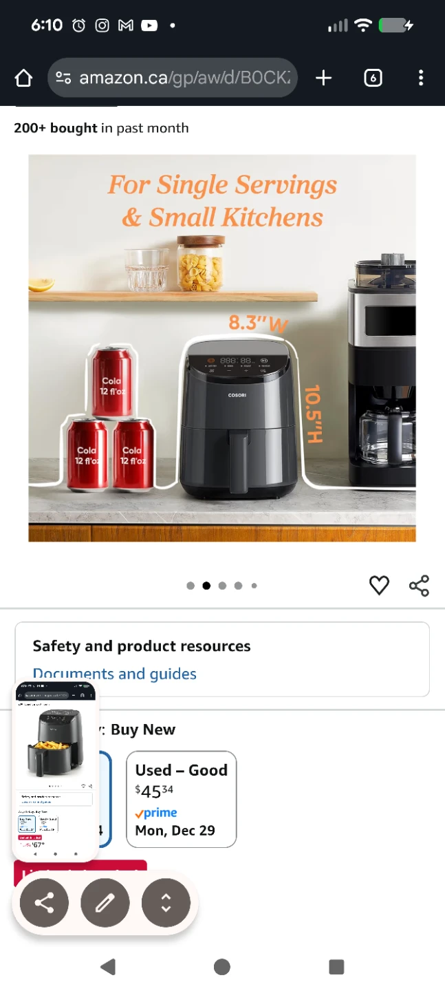 Cosori Lite 2.0-Liter Mini Air Fryer -  New! - photo 2