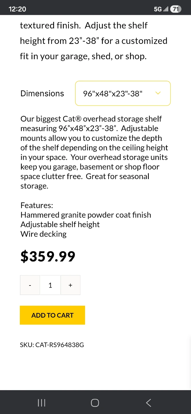 CAT Industrial Overhead Storage 4x8 FT Unit - New in Box! - photo 5