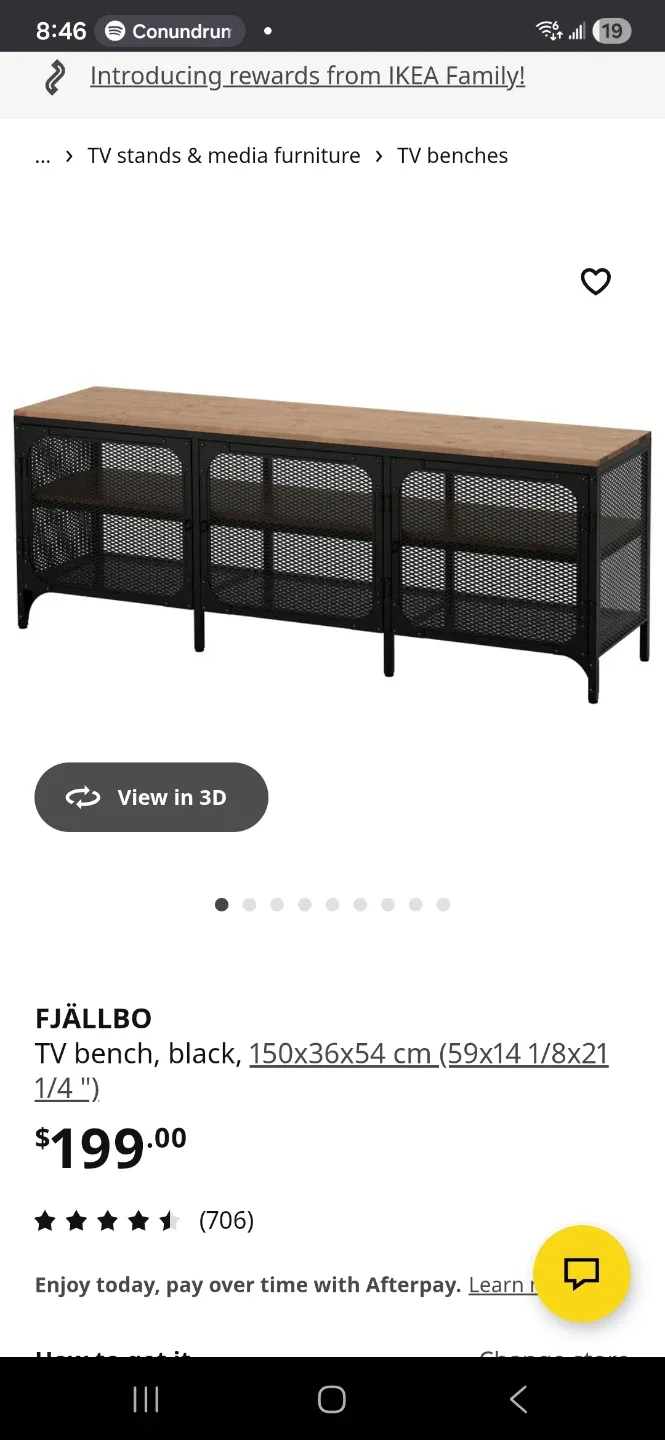 IKEA FJÄLLBO TV Bench, Black, 150x36x54 cm