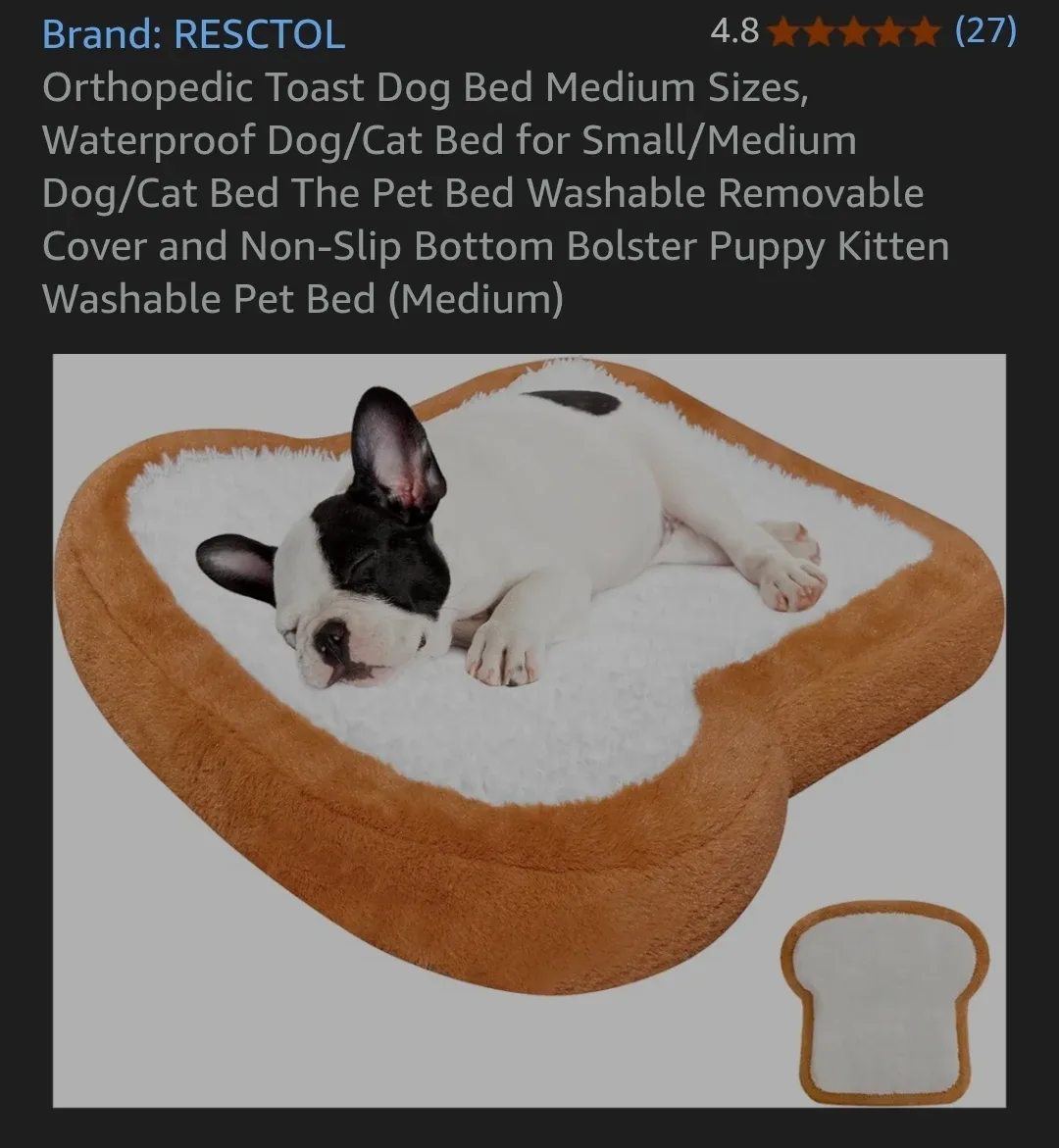 Orthopedic Toast Dog Bed - Medium Size #Cleanout