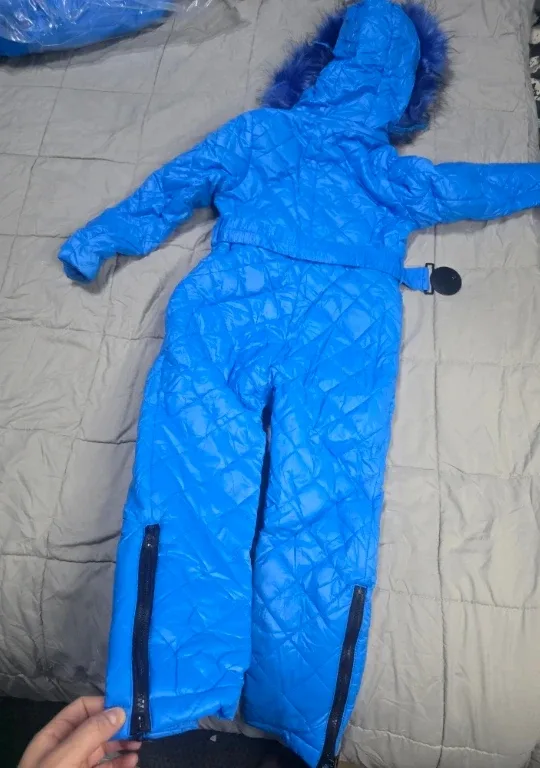 Blue Snowsuit with Fur Hood girls size 7 image indicator(6)