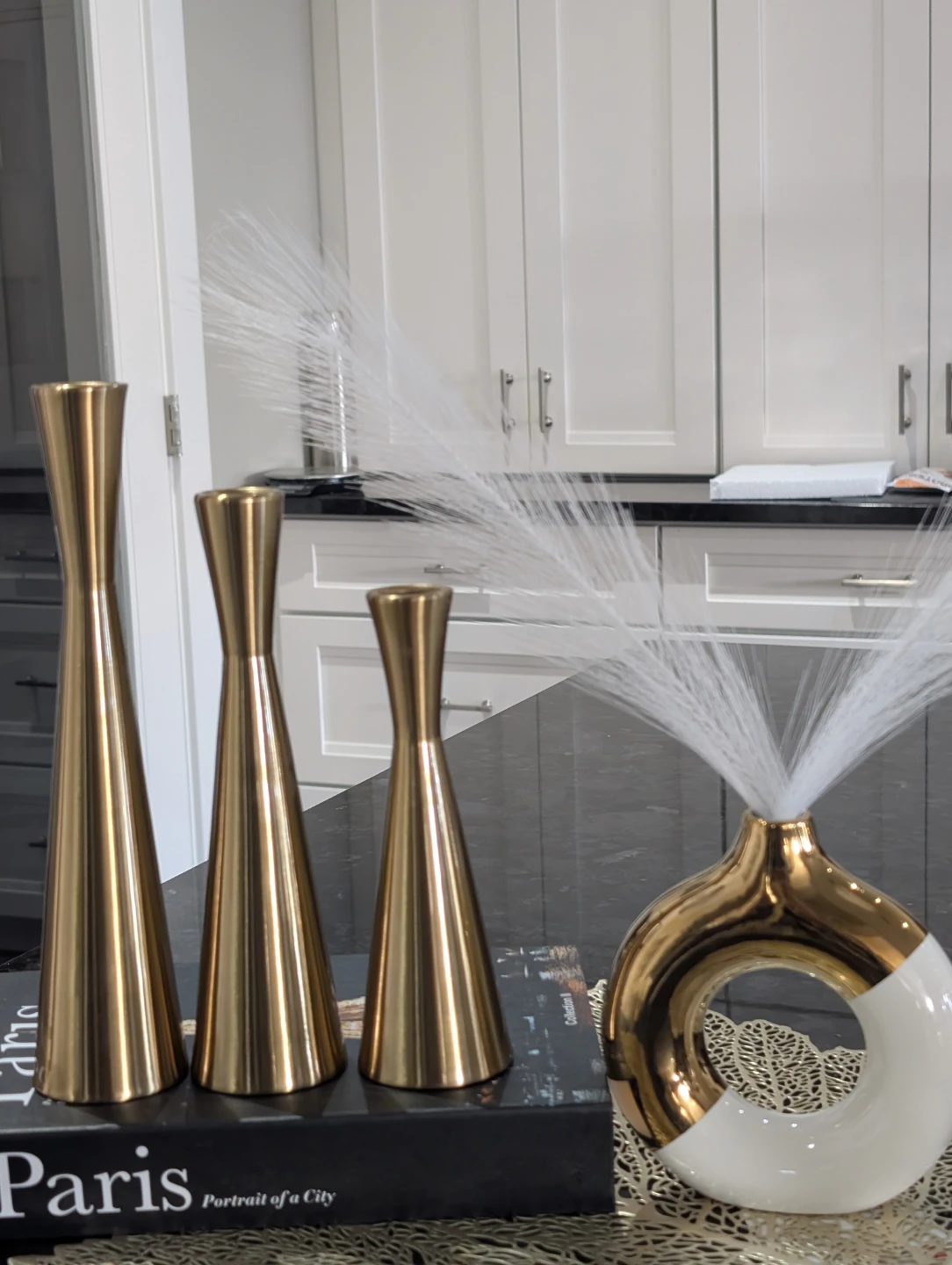 Gold Candle Holders & Decorative Vase Set - photo 3
