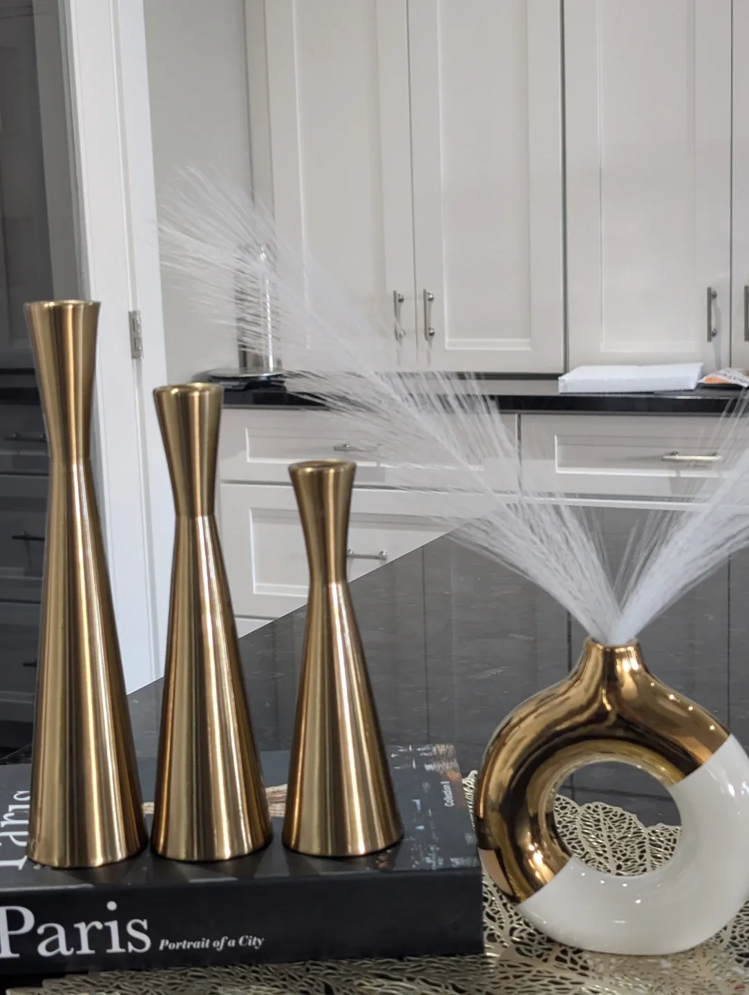 Gold Candle Holders & Decorative Vase Set image indicator(3)