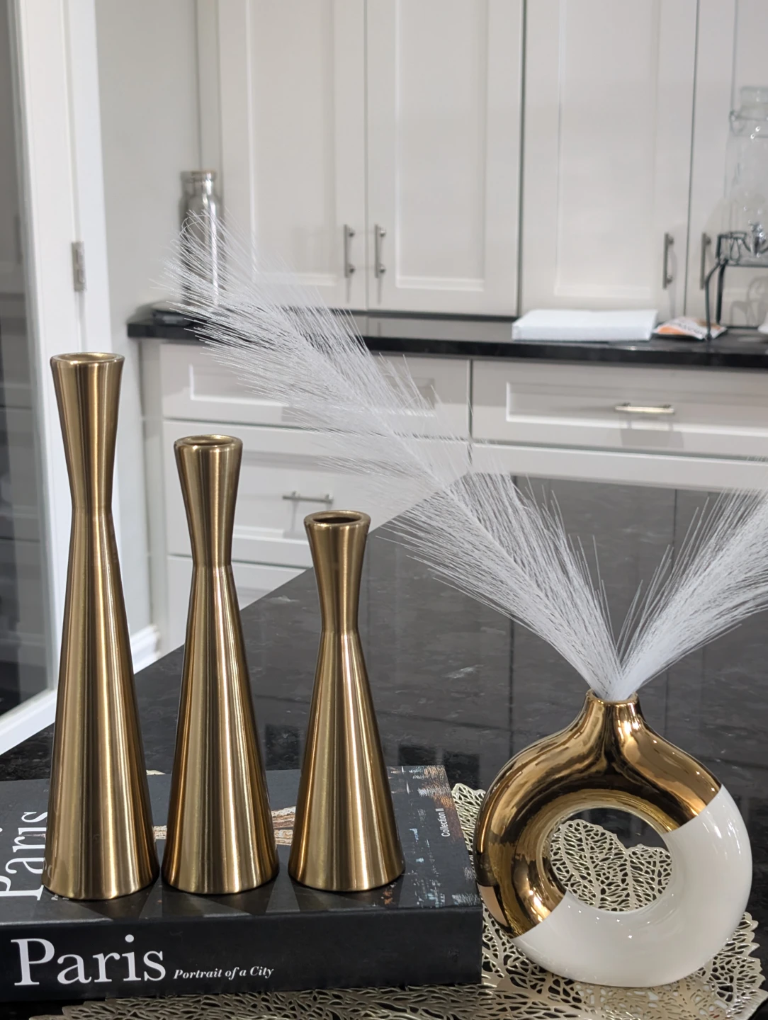 Gold Candle Holders & Decorative Vase Set - photo 4