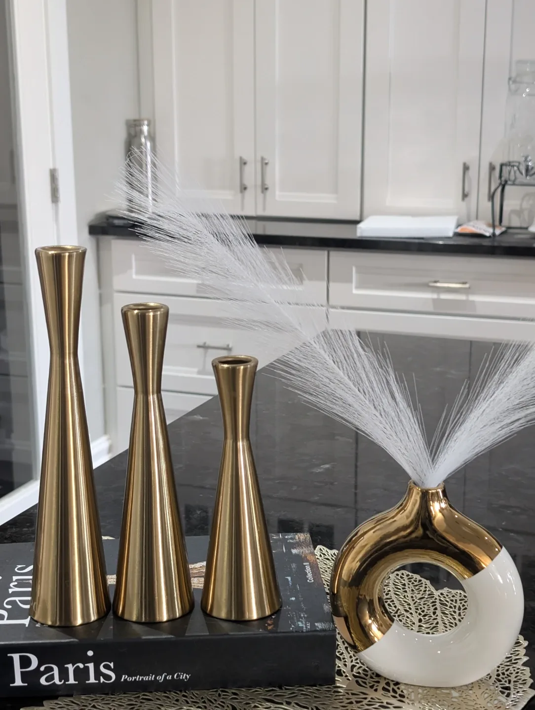 Gold Candle Holders & Decorative Vase Set image indicator(4)