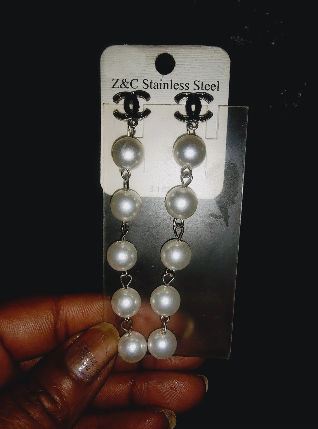 #Cleanout fashion Stainless Steel Pearl Drop Earrings