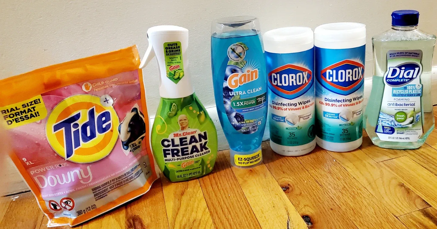 Cleaning Supplies Bundle: Tide, Gain, Clorox, Dial