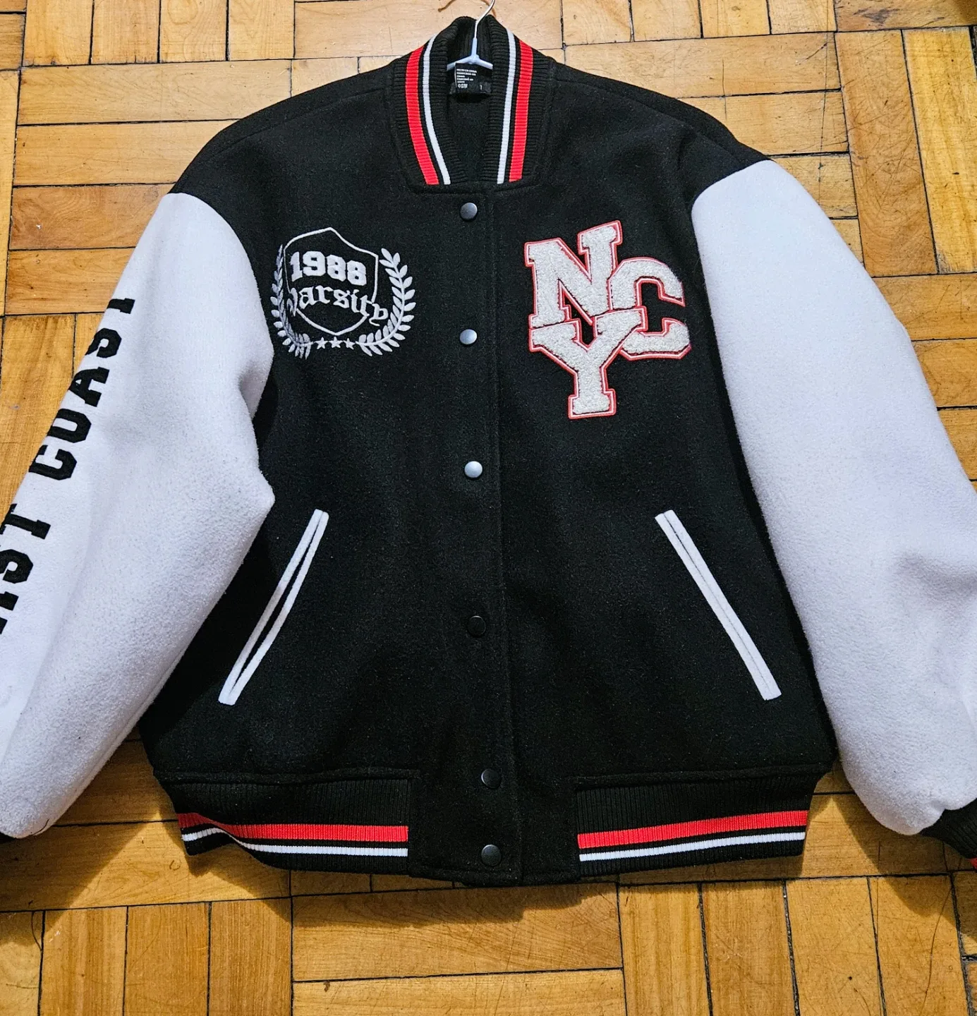 Forever 21 NYC Varsity Jacket Size Small Women's Black