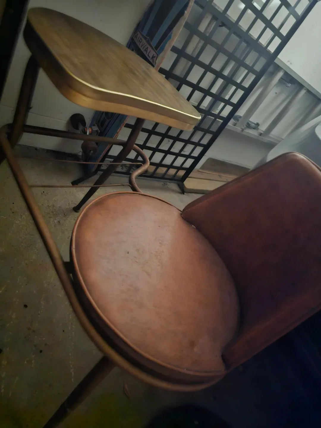 Steel telephone caddy chair spins too