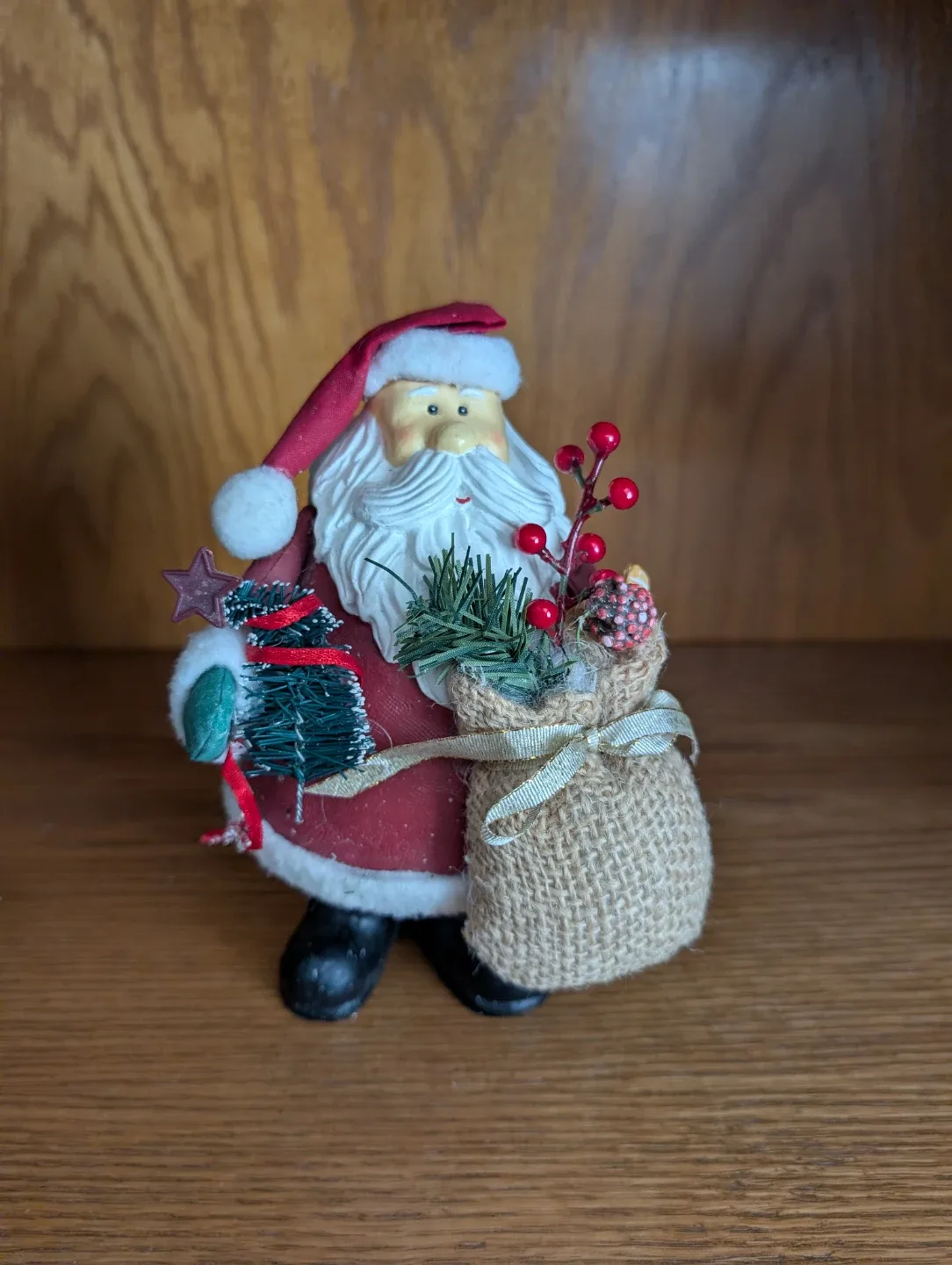 Santa Claus Figurine with Burlap Sack