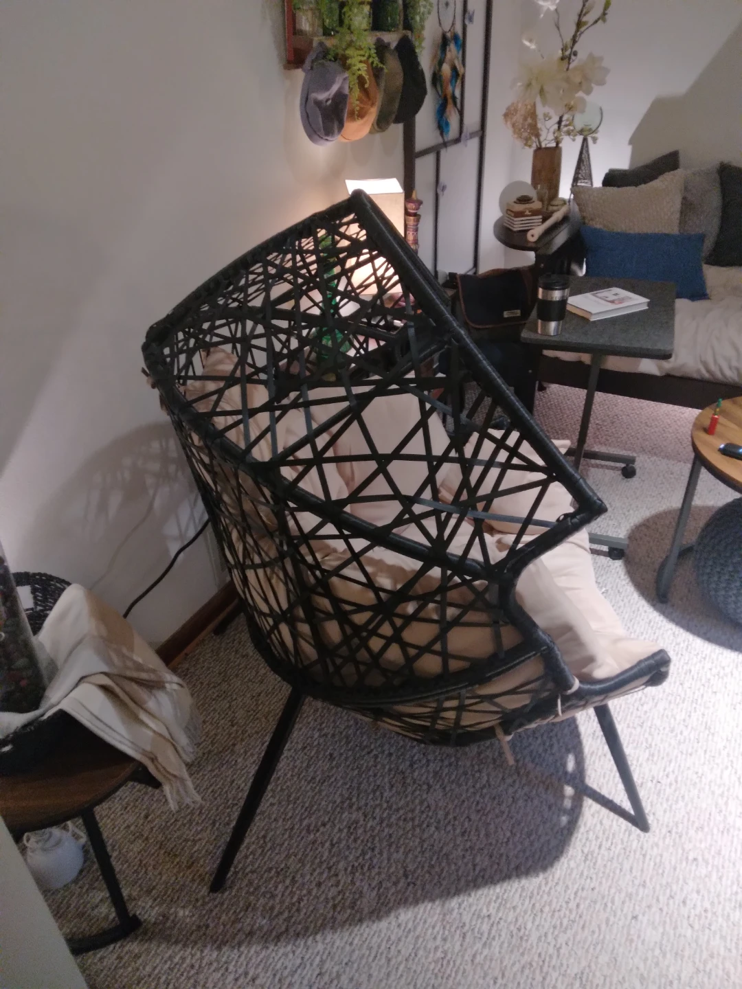 Black Rattan Egg Chair with Cushion - photo 2