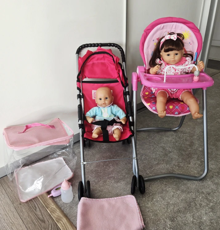 Corolle Doll with stroller and highchair