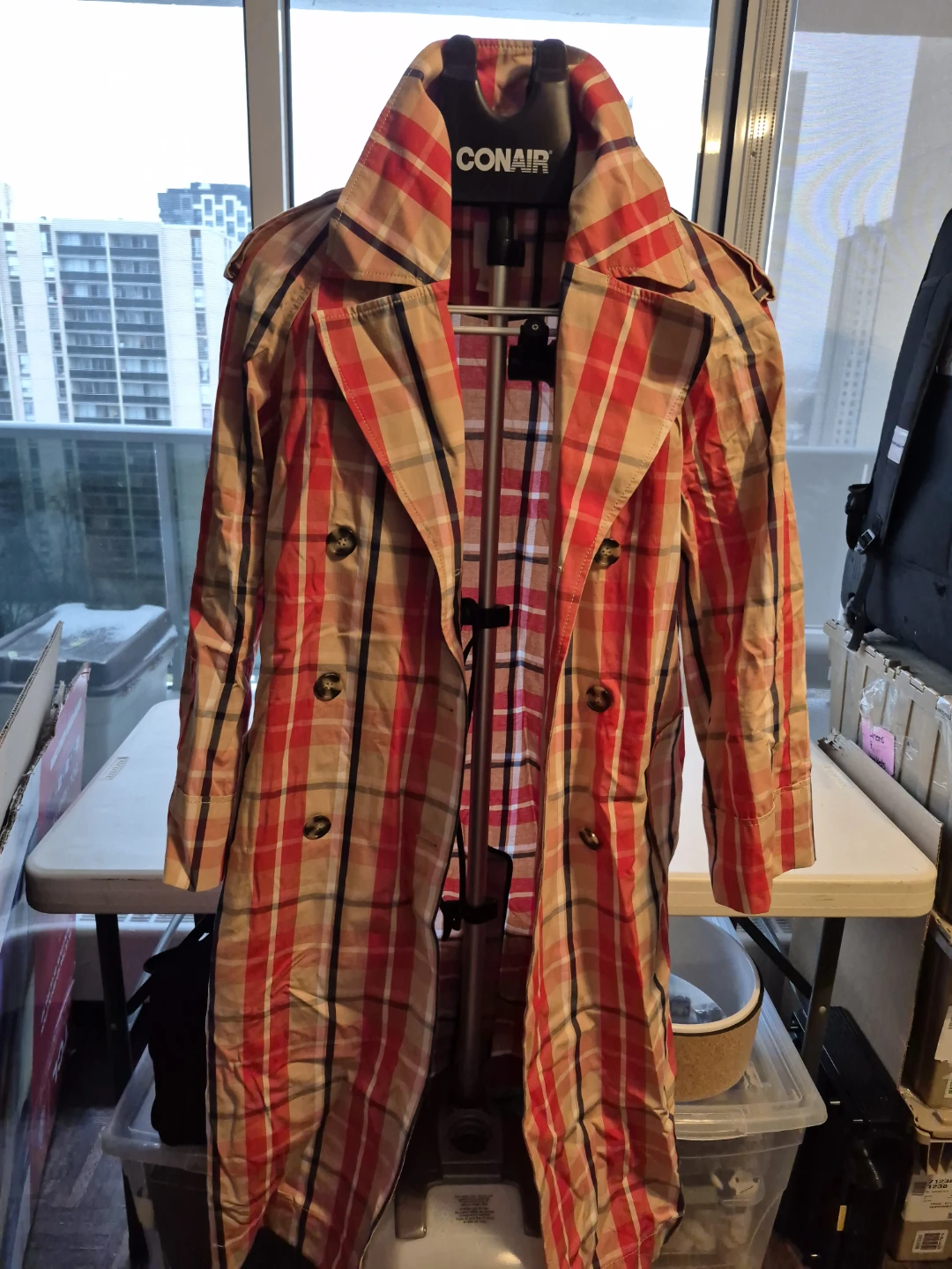 H&M Plaid Trench Coat - Size XS