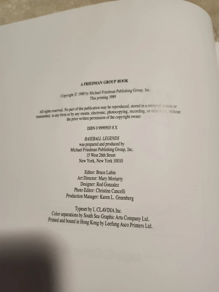 1989 Baseball Legends book by Angus G. Garber III - photo 5