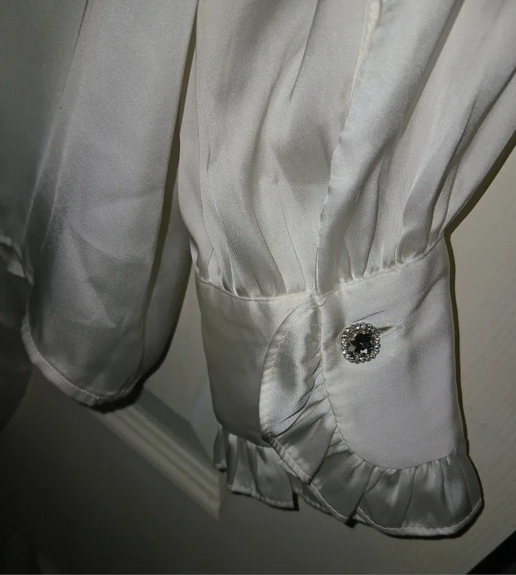 Zara Off-White Satin Blouse - Size XS