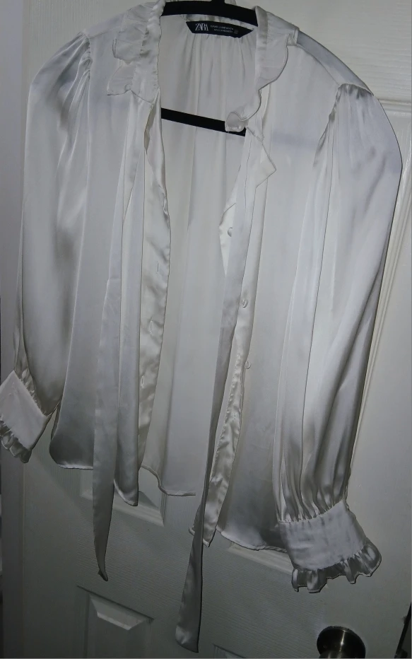 Zara Off-White Satin Blouse - Size XS - photo 5