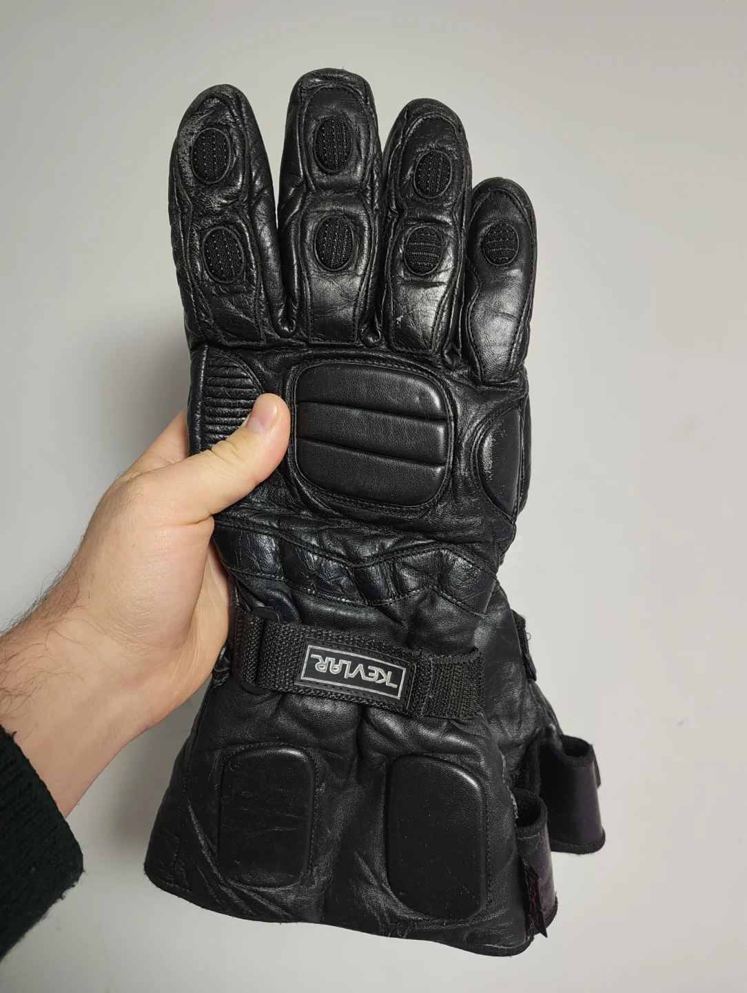 Kevlar Leather Motorcycle Gloves with protection- Large