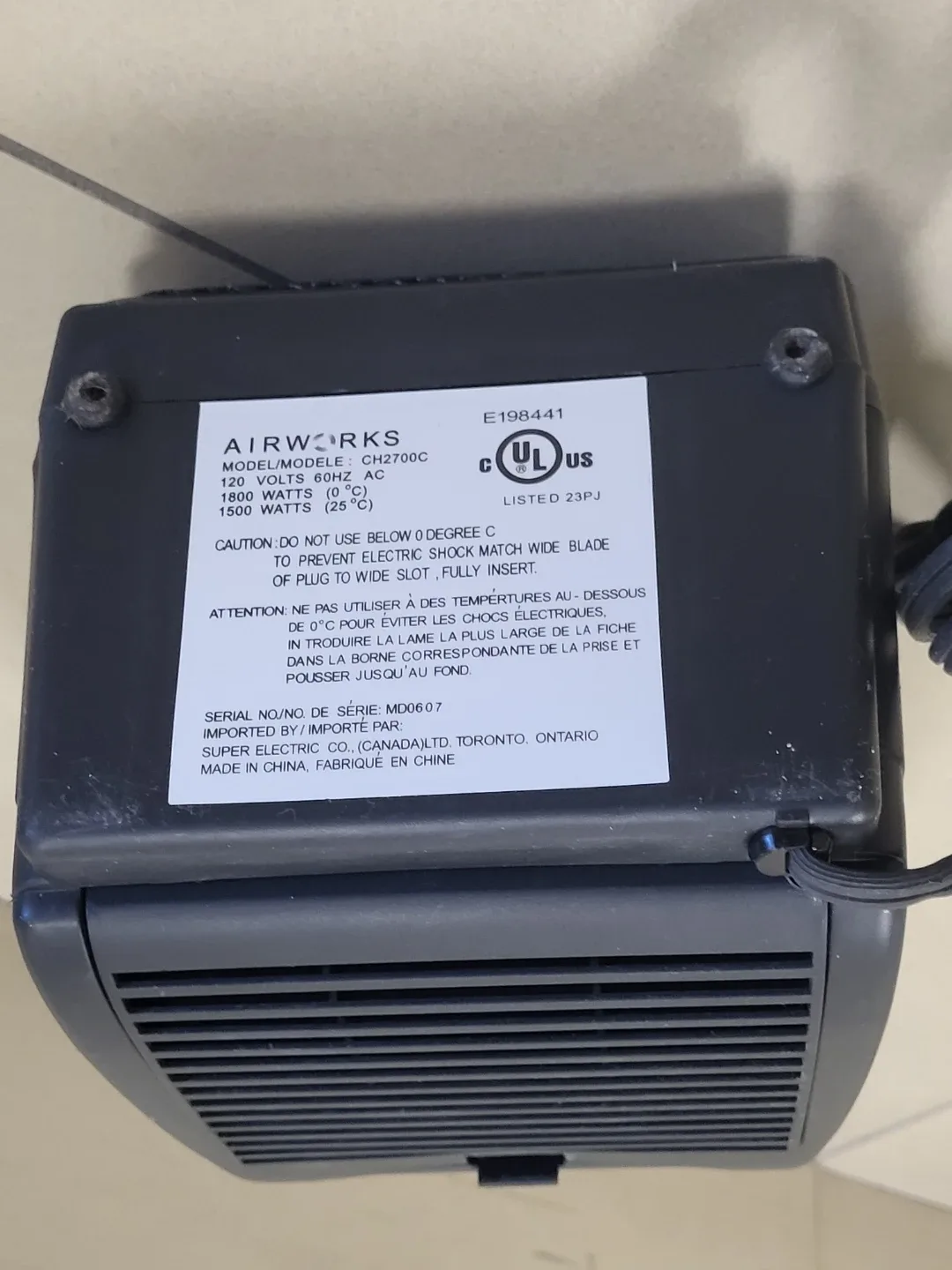 AirWorks Portable Ceramic Room Heater  (Model GH2700C image indicator(4)