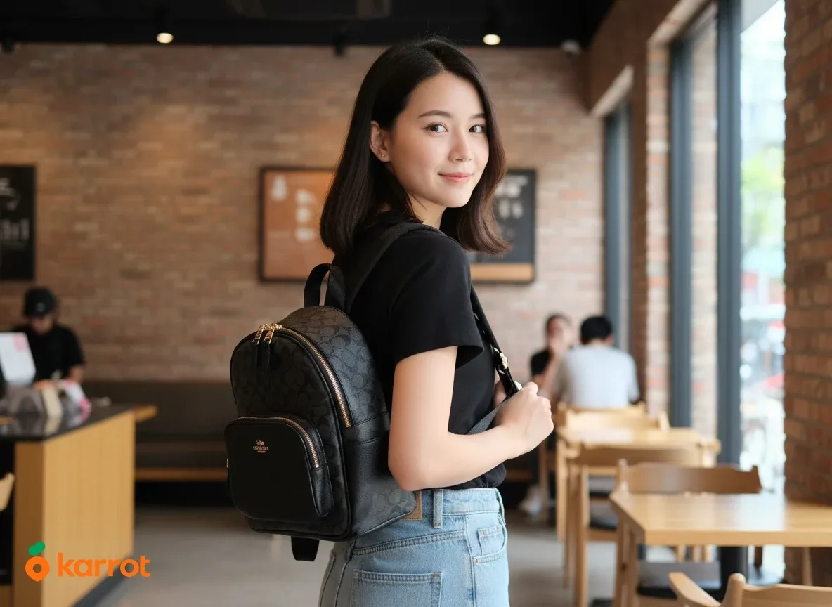 Coach Black Mini Backpack image indicator(3)